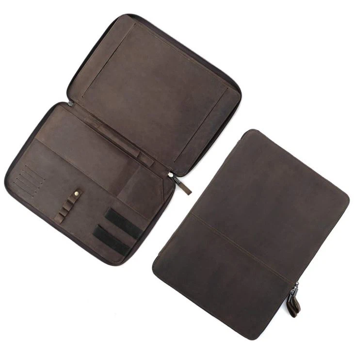 Leather Zippered Vintage Padfolio